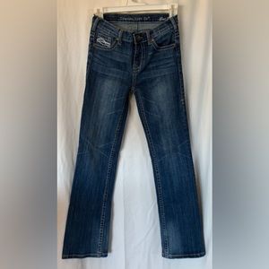 Cowgirl stuff embroidered pocket jeans W:13 barbed wire jeans straight leg